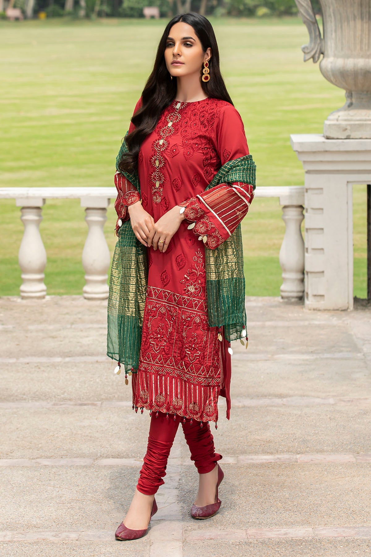 2588-GARNET EMBROIDERED LAWN UNSTITCHED