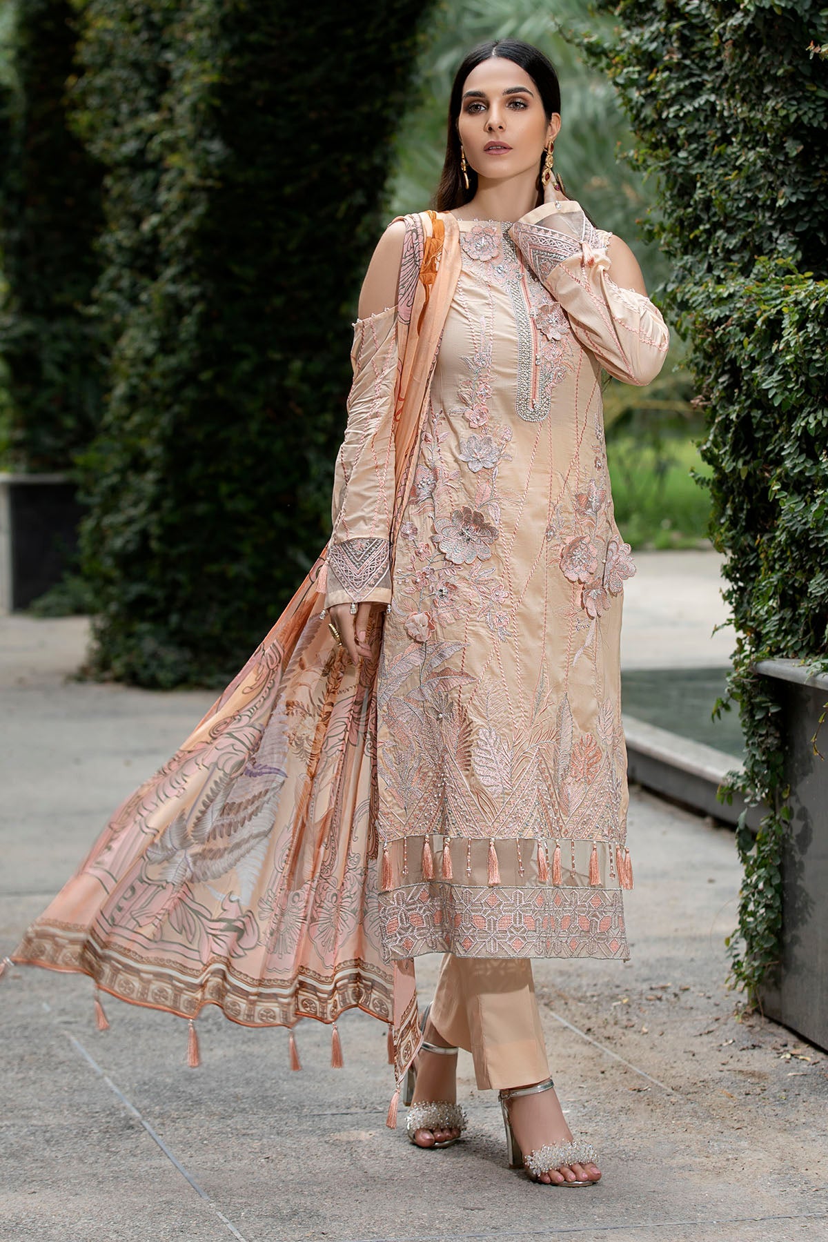 2590-SALMON EMBROIDERED LAWN UNSTITCHED