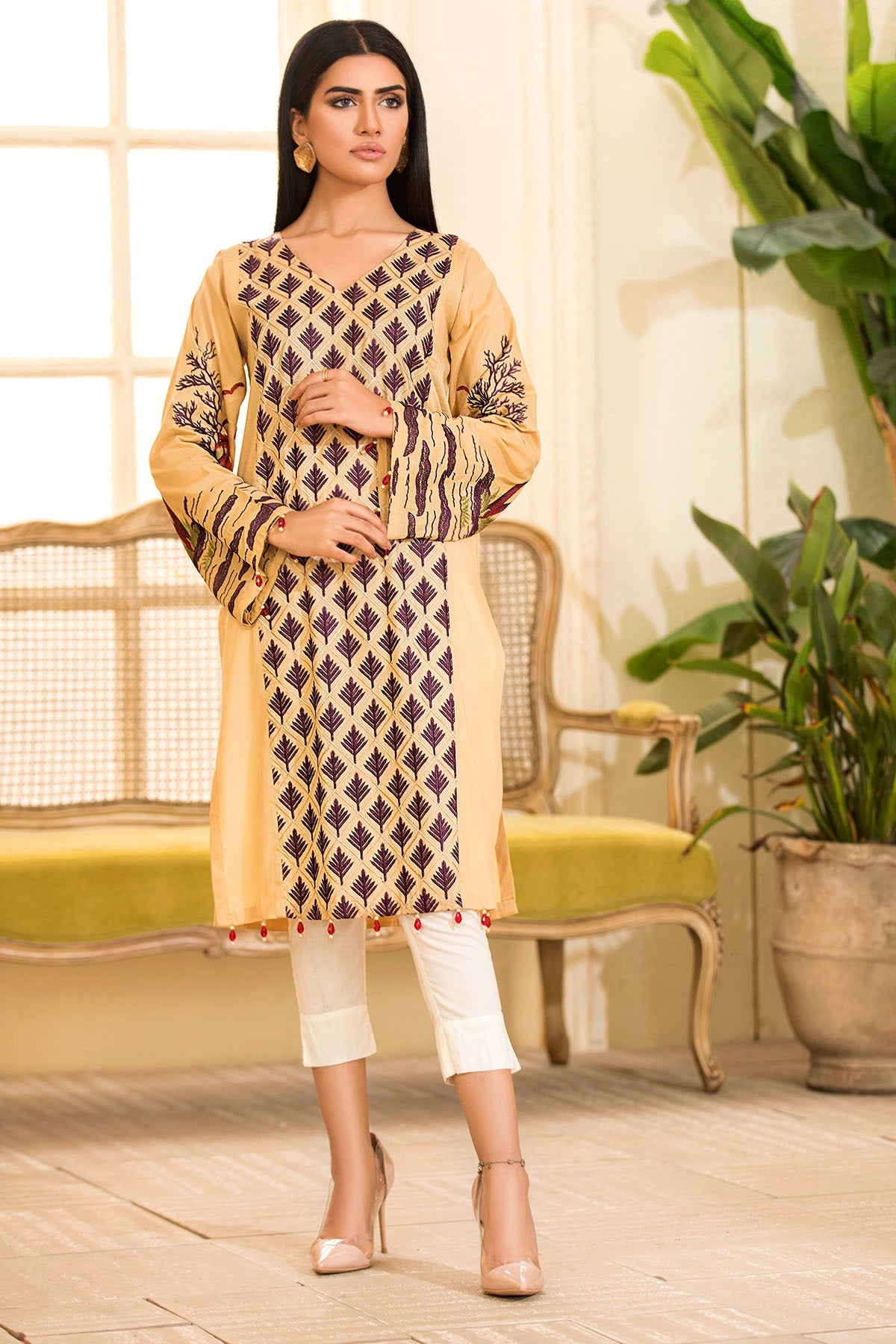 2473-SKIN EMBROIDERED LAWN STITCHED
