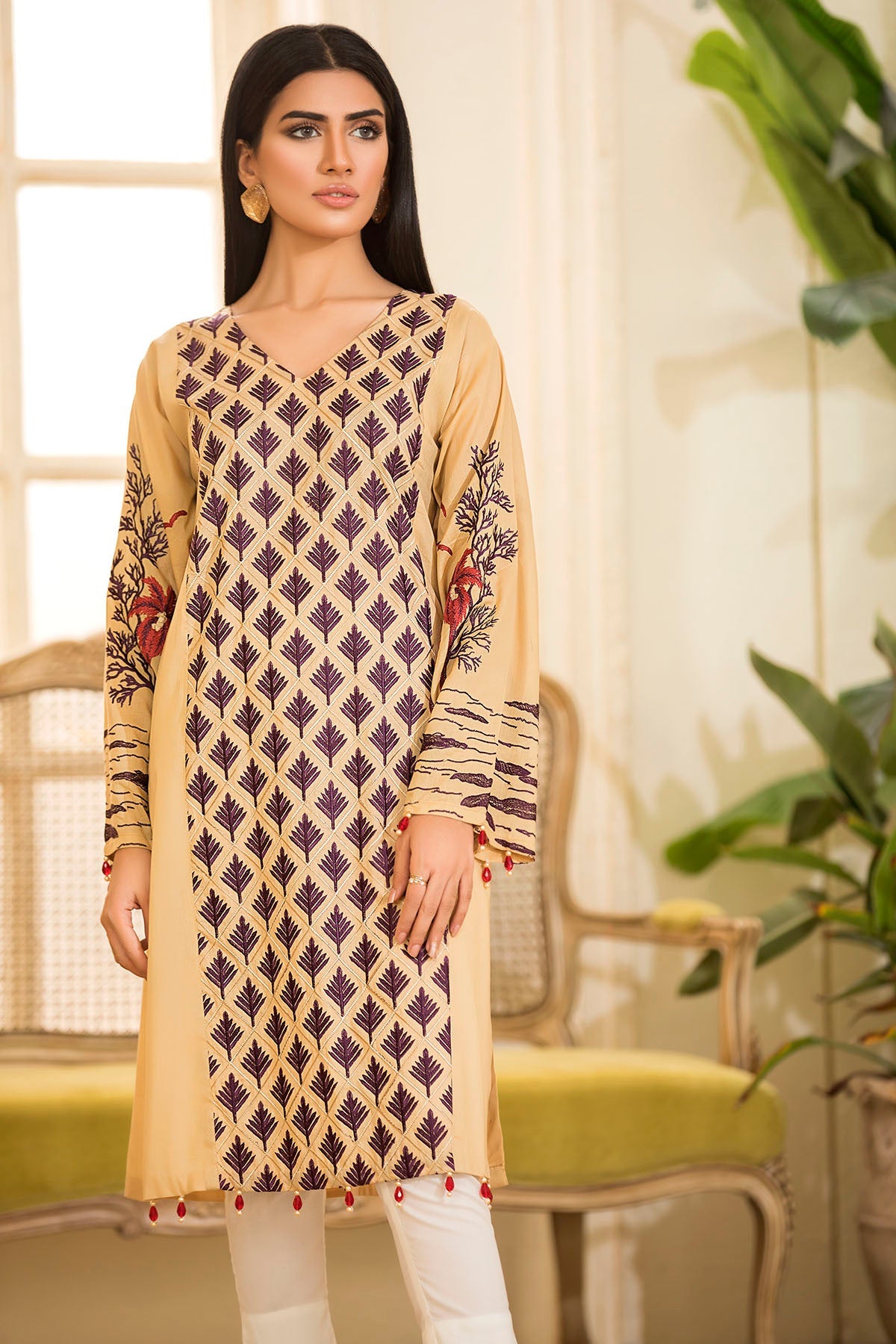 2473-SKIN EMBROIDERED LAWN STITCHED