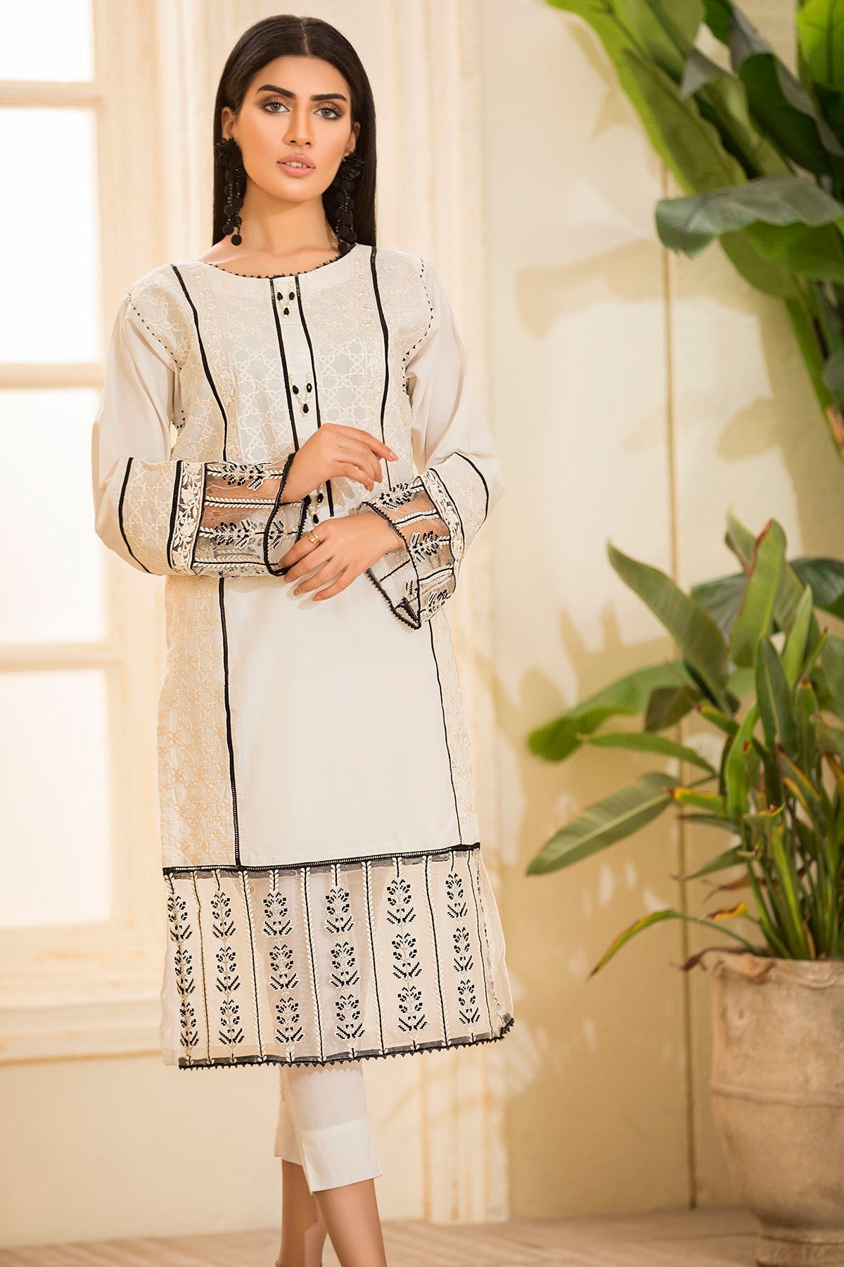 2478-OFF-WHITE EMBROIDERED LAWN STITCHED