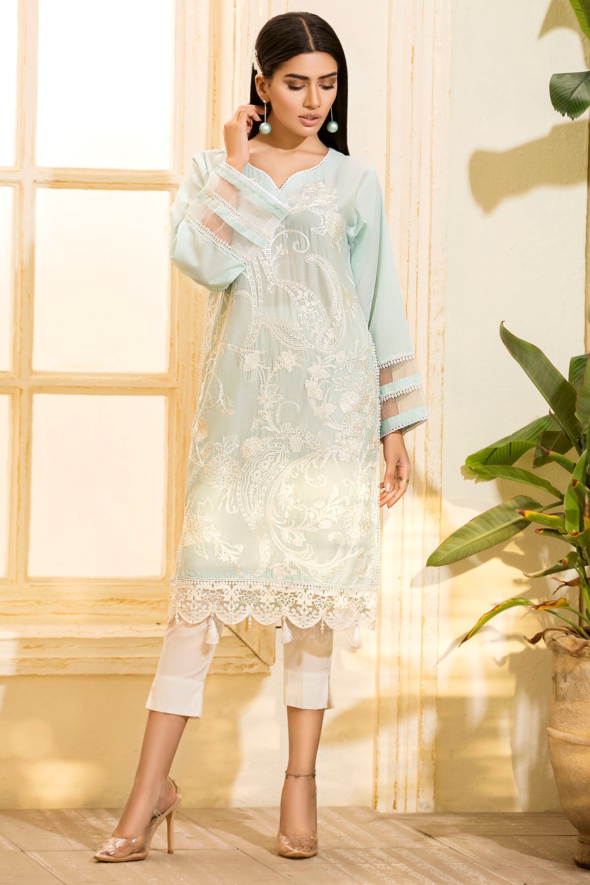 2468-LIGHT-FEROZI EMBROIDERED LAWN STITCHED