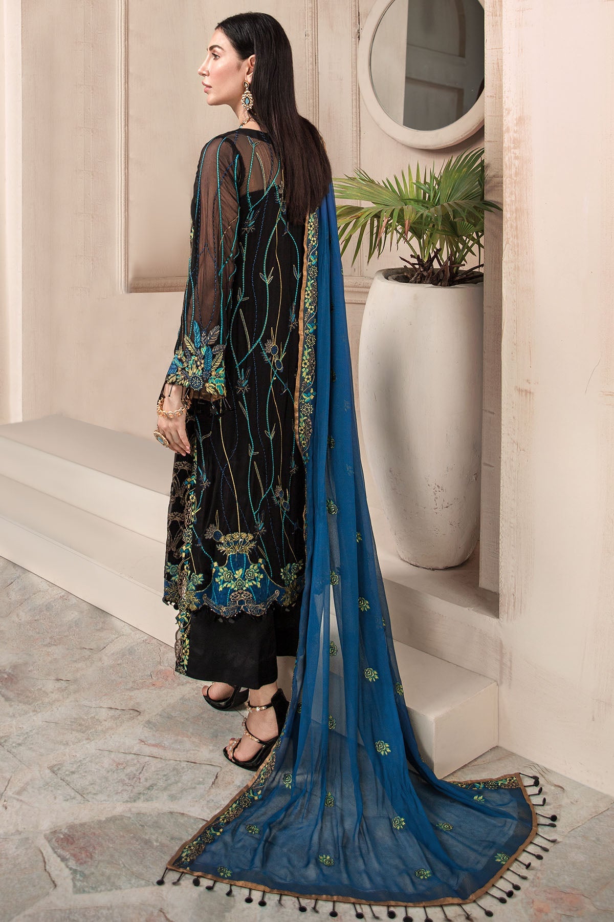 2581-MAIRE EMBROIDERED BEMBERG CHIFFON UNSTITCHED