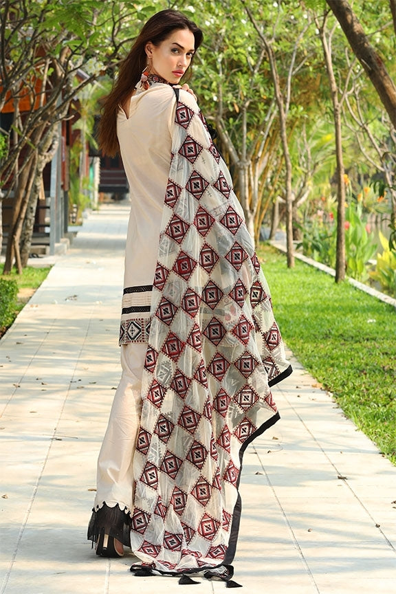 2053-CREAM EMBROIDERED LAWN UNSTITCHED