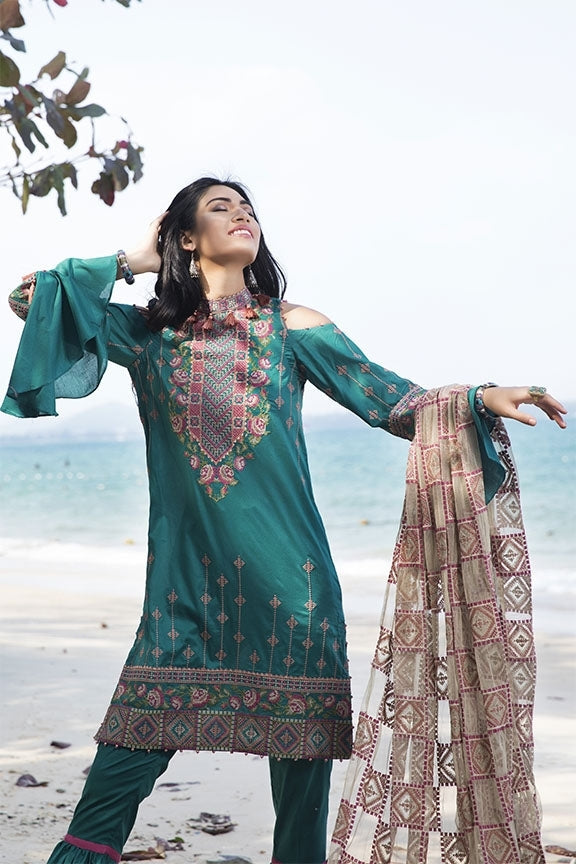 2053-DULL-FEROZY EMBROIDERED LAWN UNSTITCHED