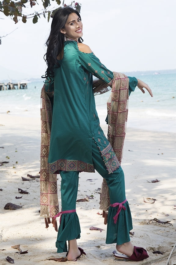 2053-DULL-FEROZY EMBROIDERED LAWN UNSTITCHED