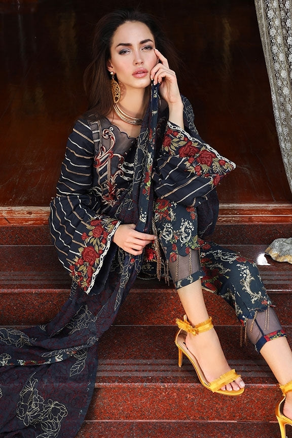 2055-MIDNIGHT-BLUE EMBROIDERED LAWN UNSTITCHED