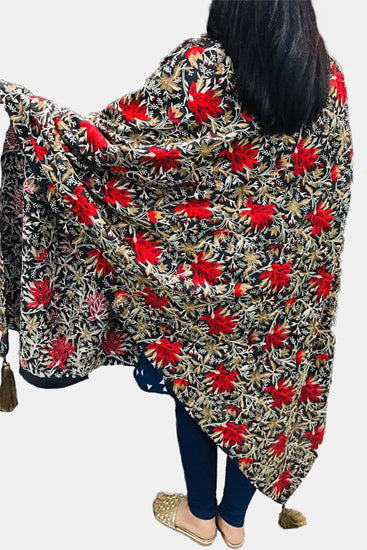 2319 BLACK EMBROIDERED SILK SHAWL