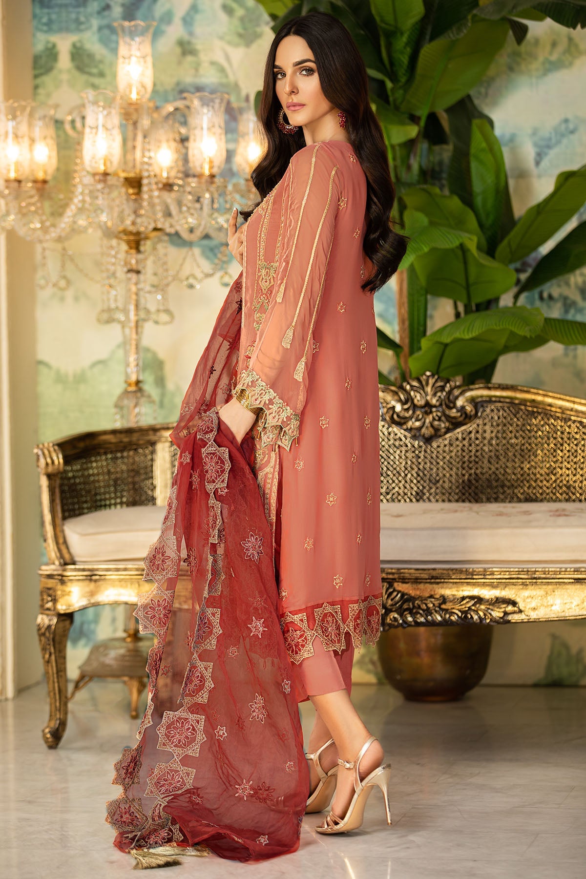 2335-SWEET-PINK EMBROIDERED BEMBERG CHIFFON UNSTITCHED