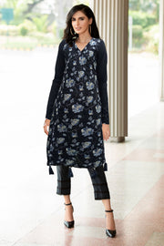 2343-COCOA-BROWN EMBROIDERED LAWN STITCHED