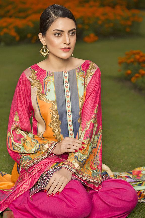 2432-POPPING-PINK DIGITAL PRINTED COTAIL UNSTITCHED