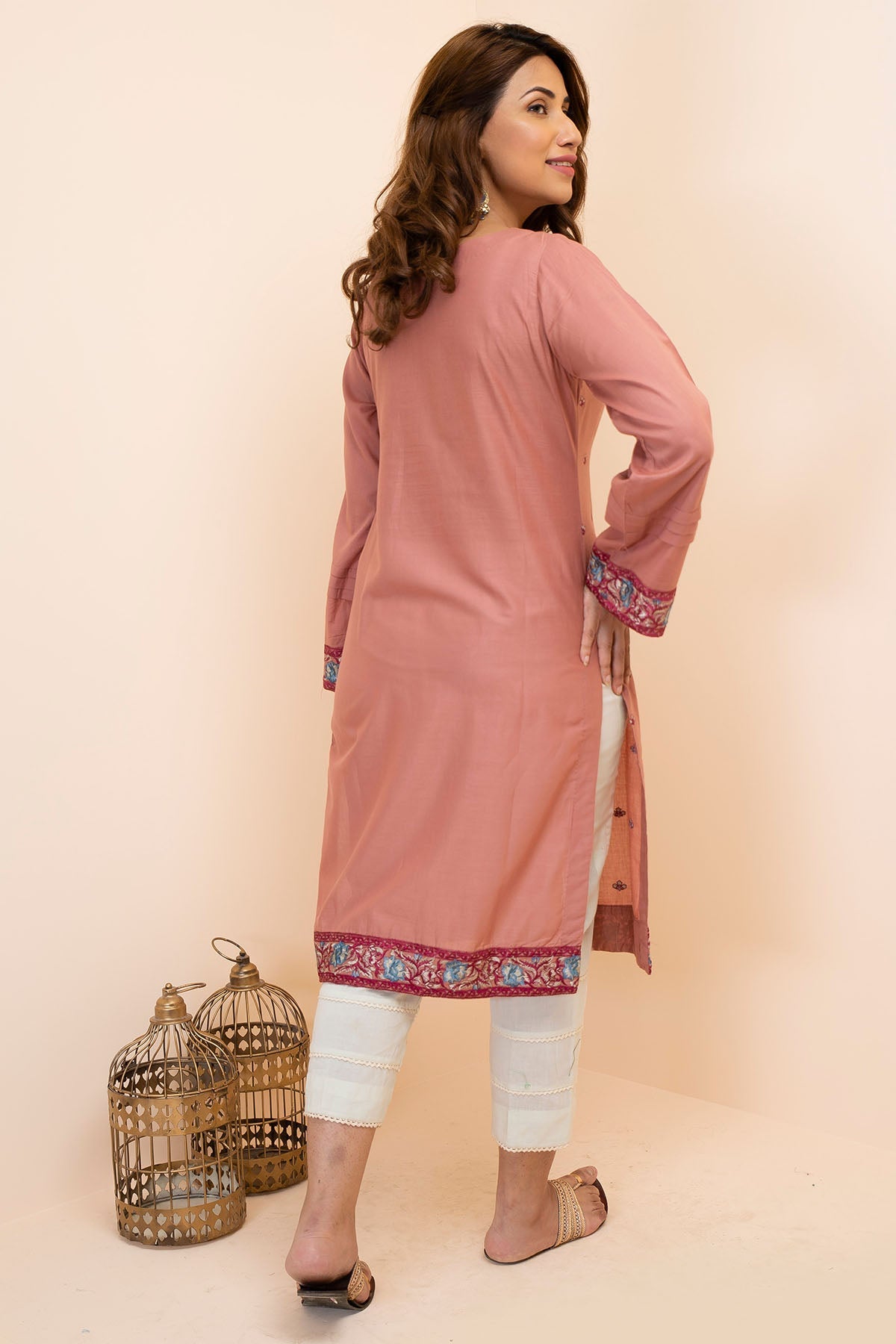 2489-PINKISH-FEED EMBROIDERED LAWN STITCHED