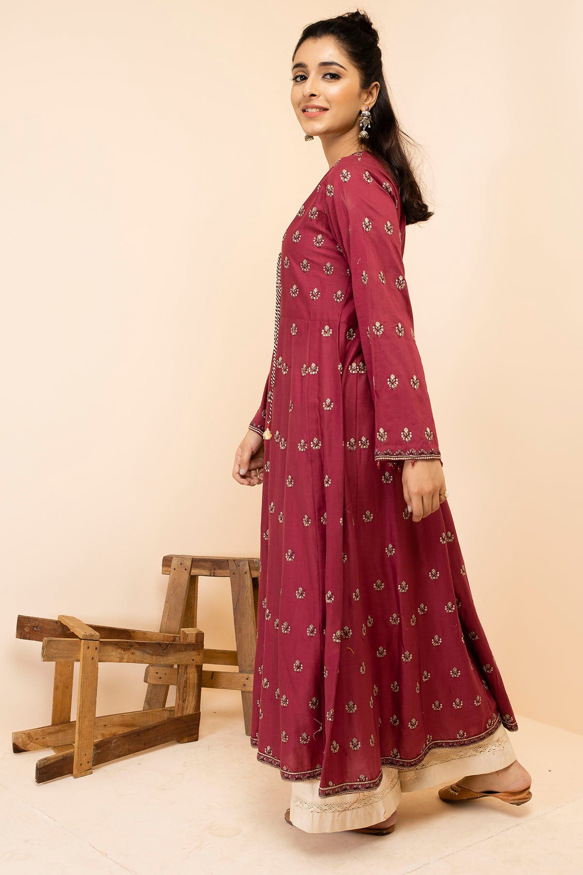 2494-PINK-GARDEN EMBROIDERED LAWN STITCHED
