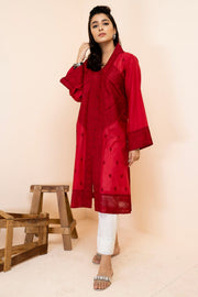 2500-RED-CLAY EMBROIDERED LAWN STITCHED