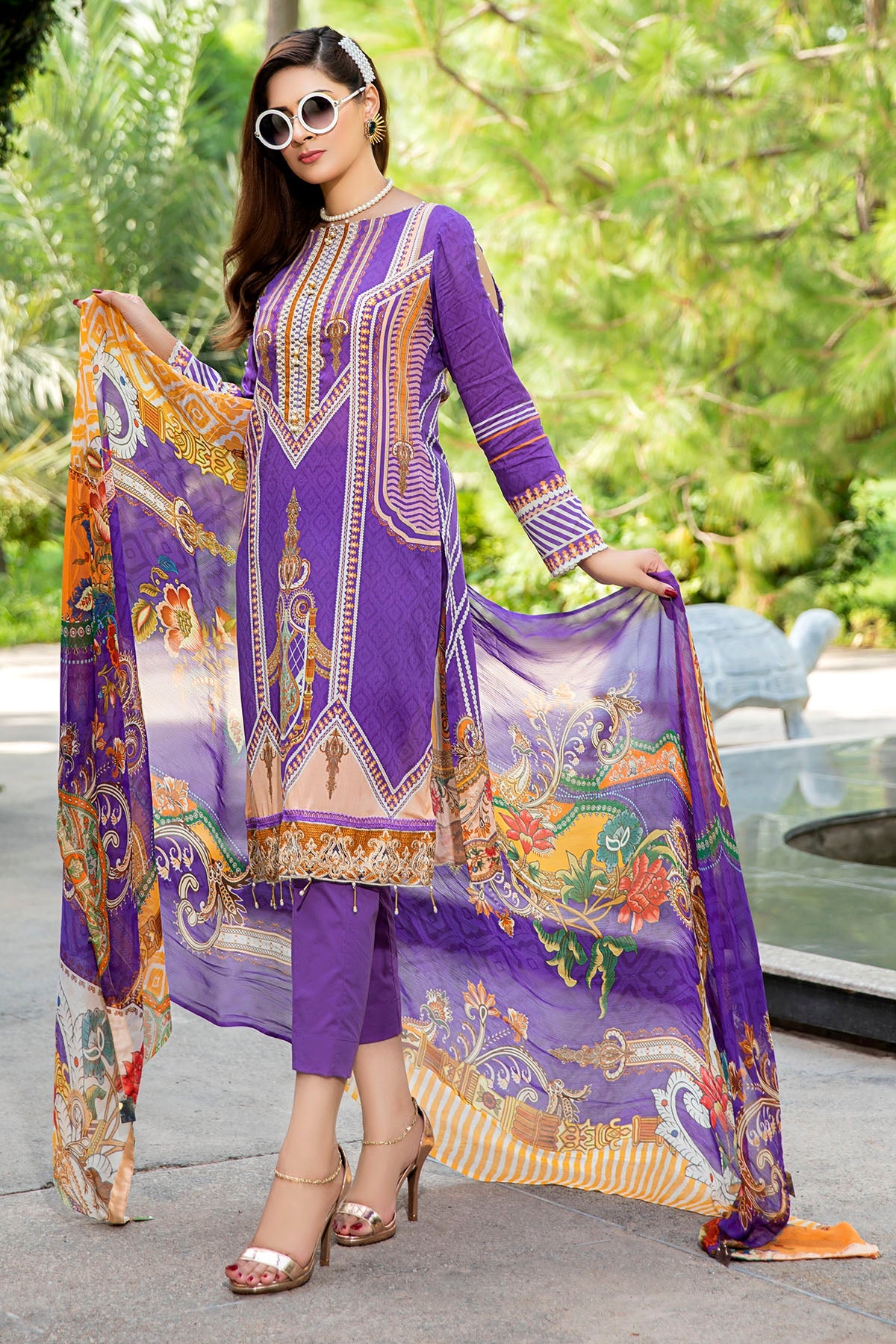 2519-VIOLET DIGITAL PRINTED LAWN UNSTITCHED