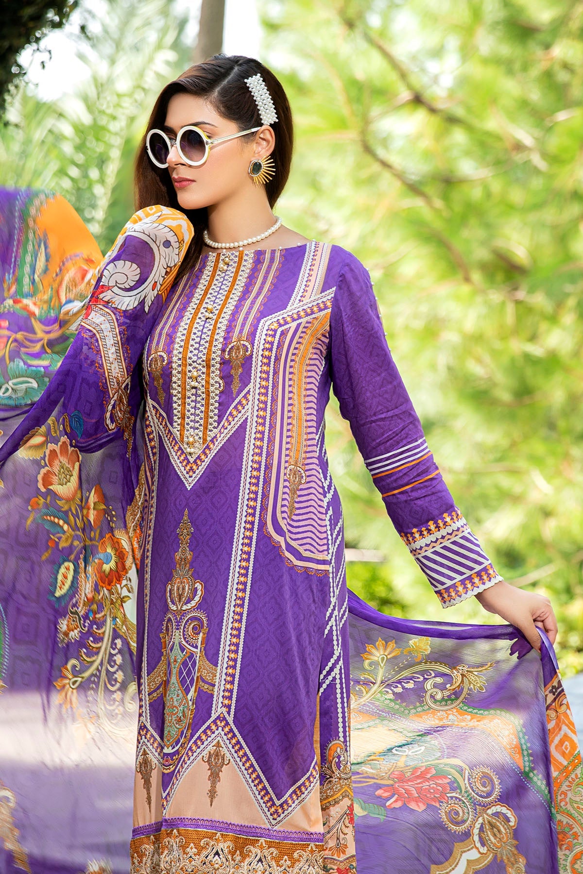 2519-VIOLET DIGITAL PRINTED LAWN UNSTITCHED