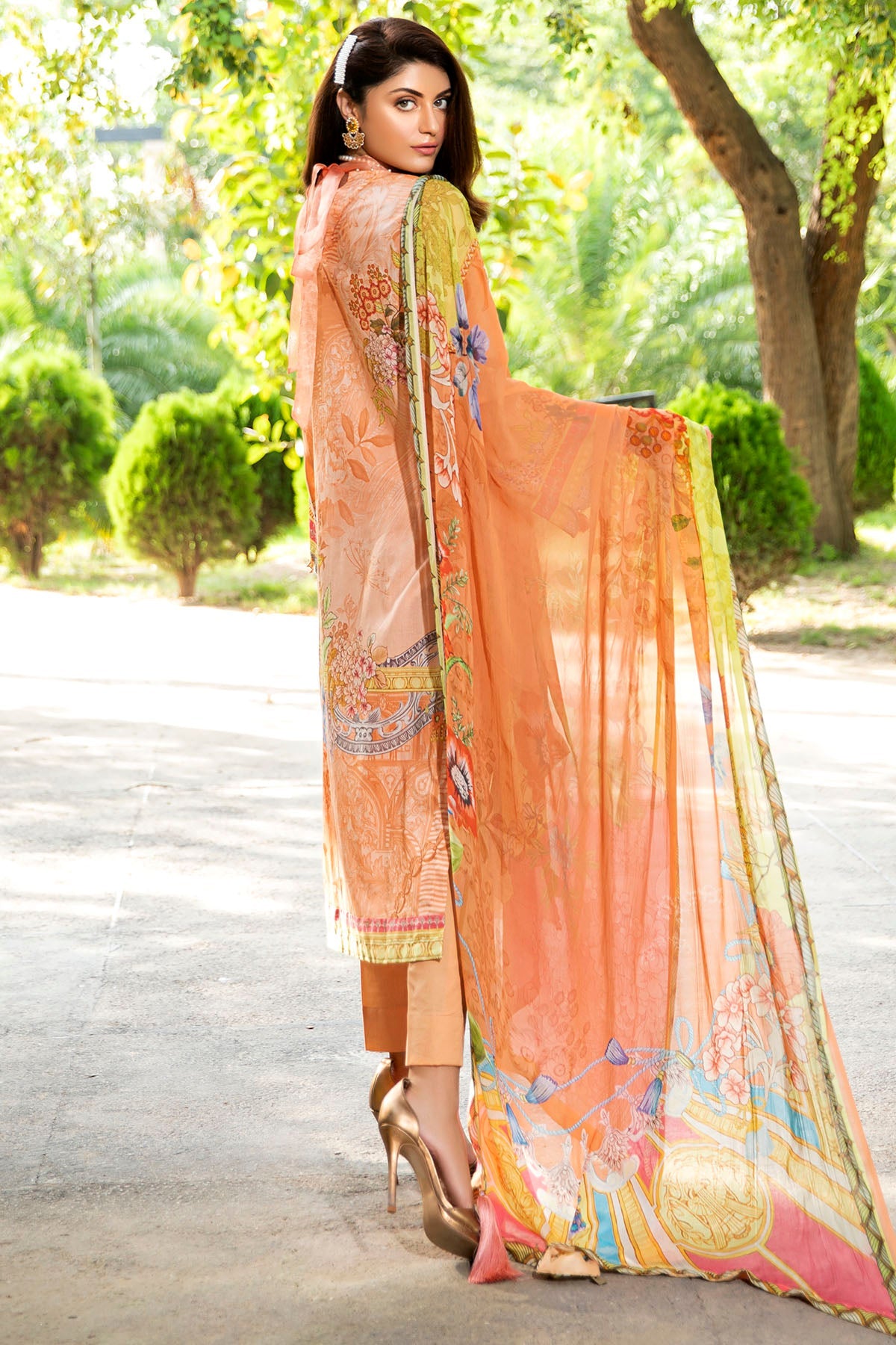 2543-CAMEL DIGITAL PRINTED LAWN UNSTITCHED