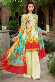 2544-LEMON-YELLOW DIGITAL PRINTED LAWN UNSTITCHED