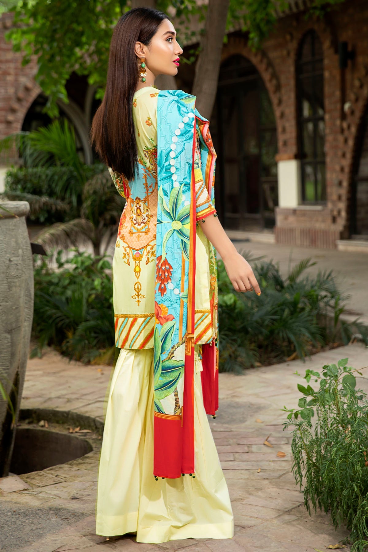 2544-LEMON-YELLOW DIGITAL PRINTED LAWN UNSTITCHED
