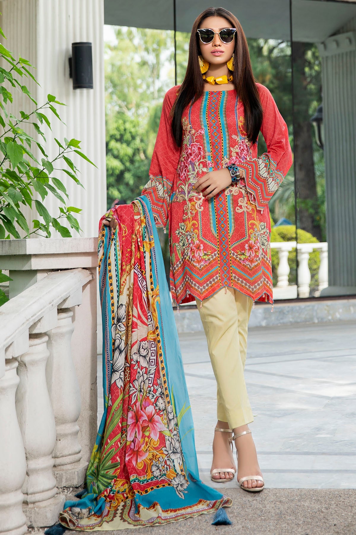 2554-RASPBERRY DIGITAL PRINTED LAWN UNSTITCHED