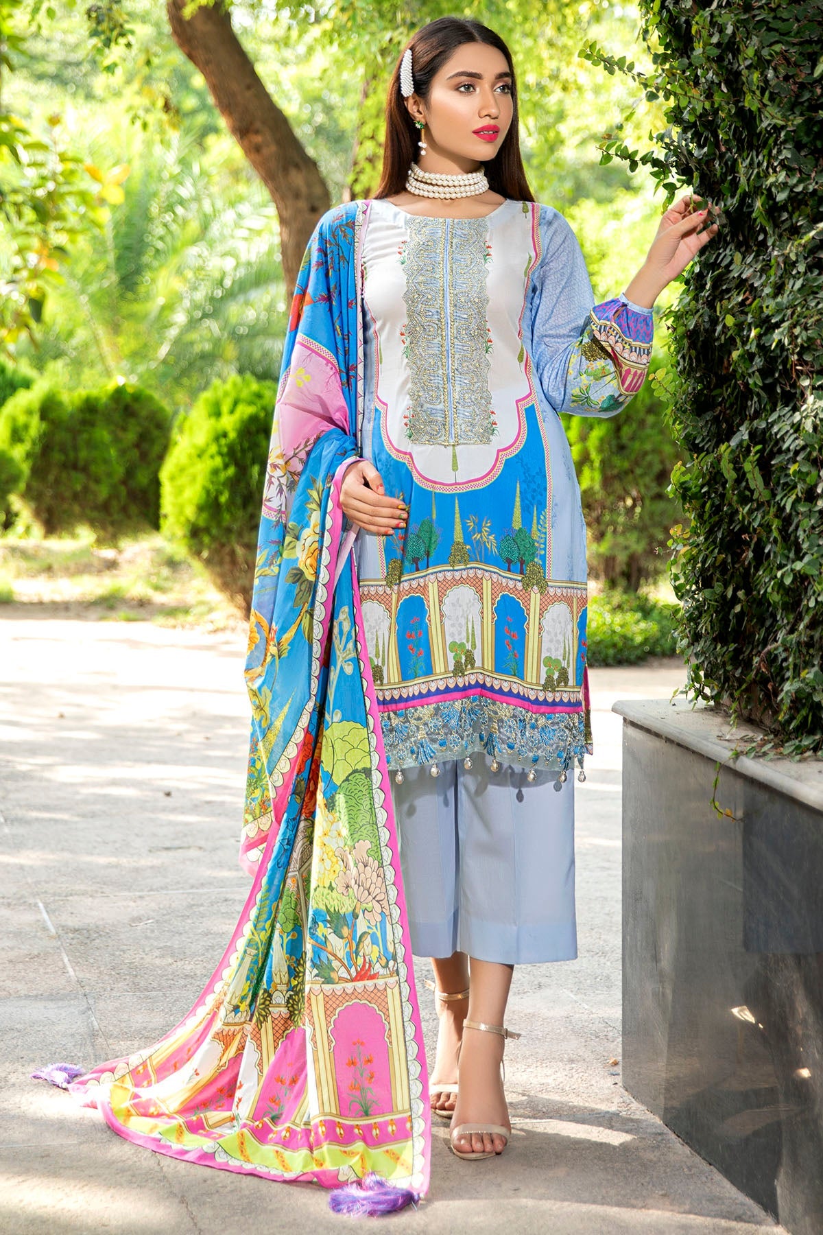 2556-PASTEL-BLUE DIGITAL PRINTED LAWN UNSTITCHED