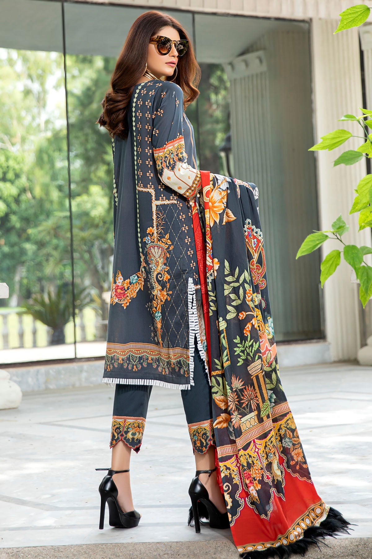 2557-COAL-BLACK DIGITAL PRINTED LAWN UNSTITCHED