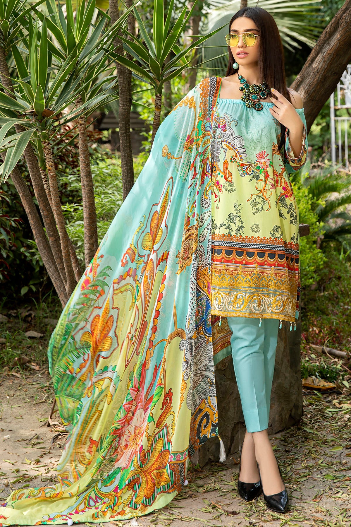 2558-SKY-BLUE DIGITAL PRINTED LAWN UNSTITCHED