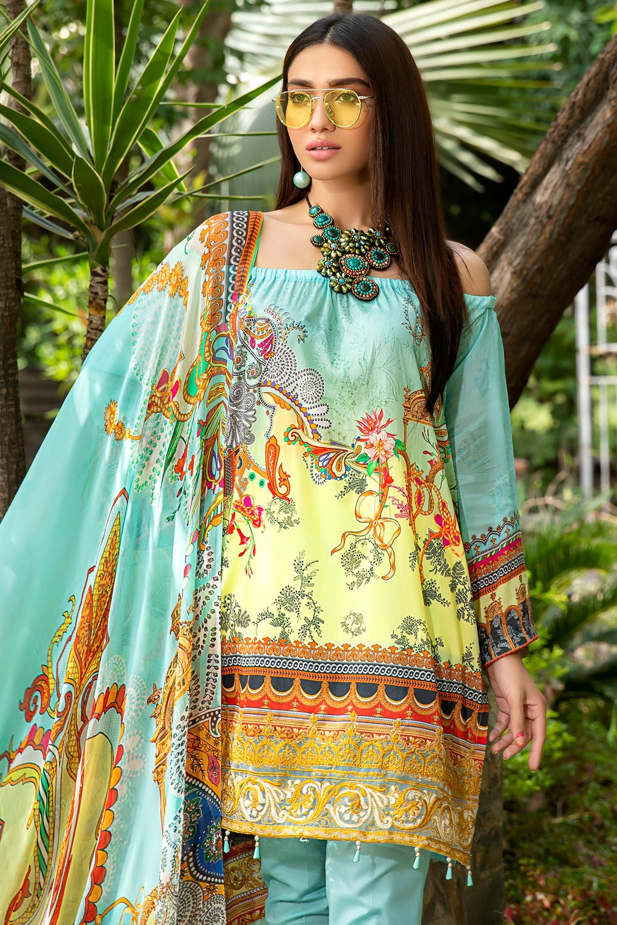 2558-SKY-BLUE DIGITAL PRINTED LAWN UNSTITCHED
