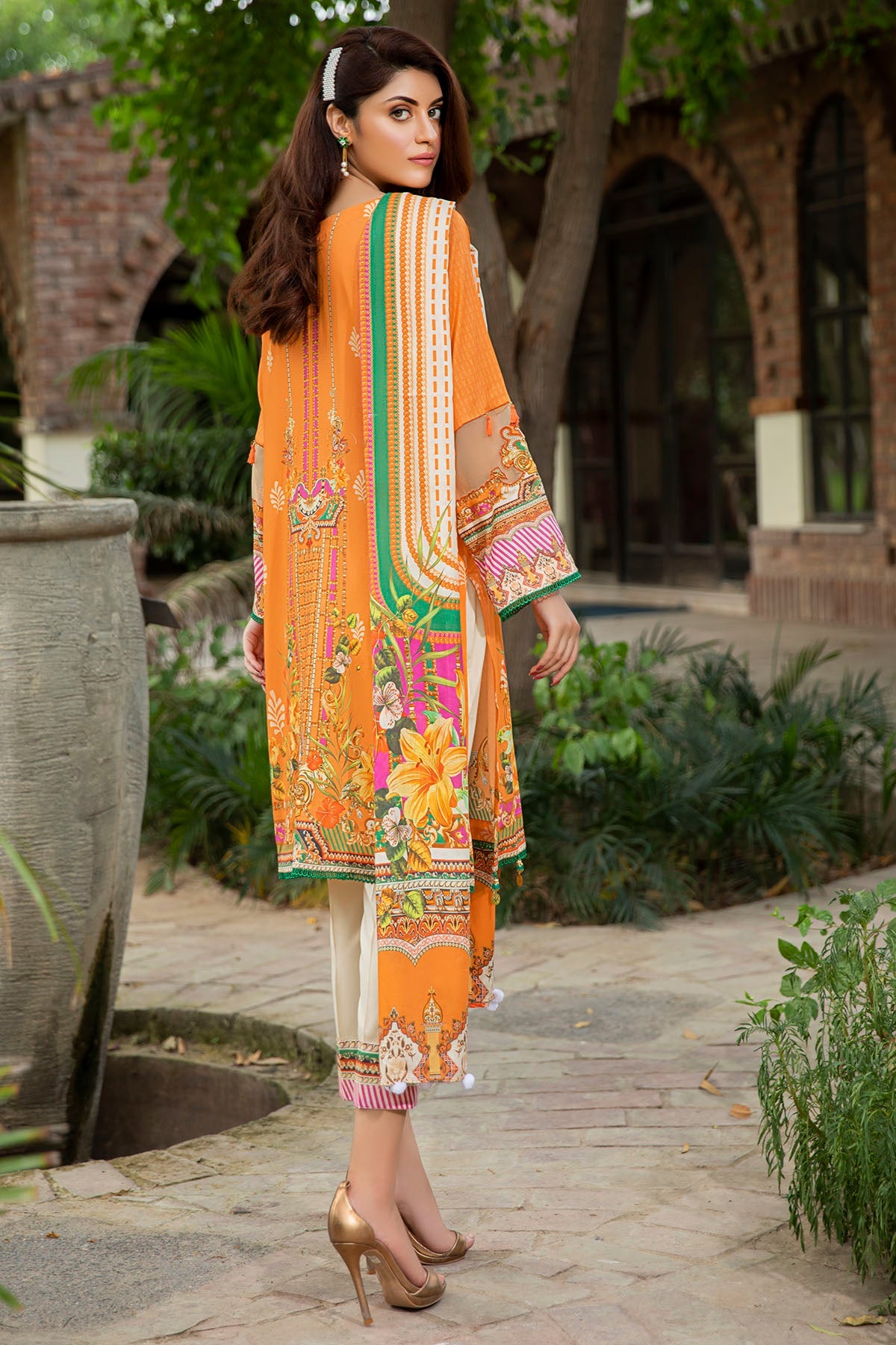 2560-RUST DIGITAL PRINTED LAWN UNSTITCHED