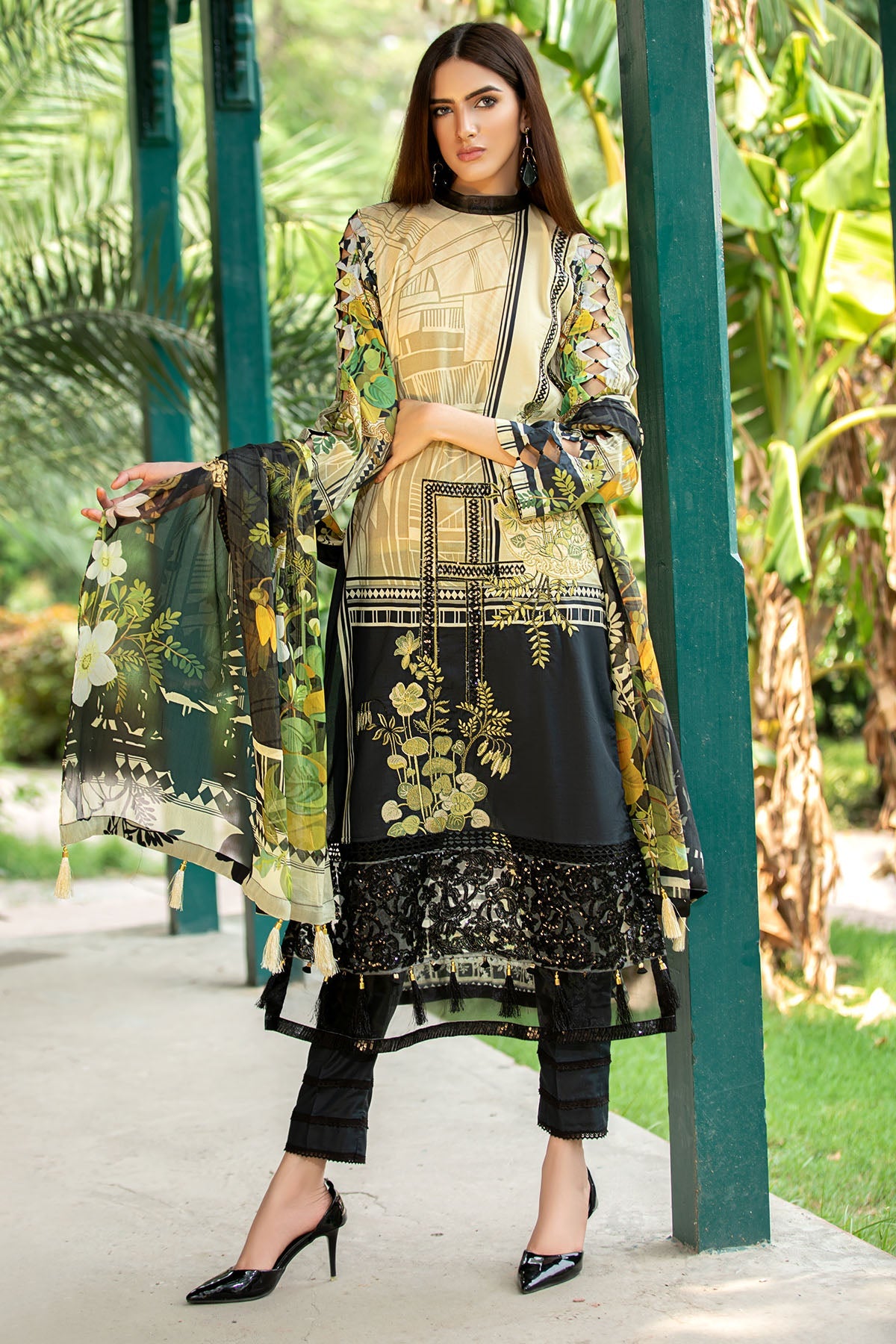 2597-OLIVE- GREEN DIGITAL PRINTED LAWN UNSTITCHED