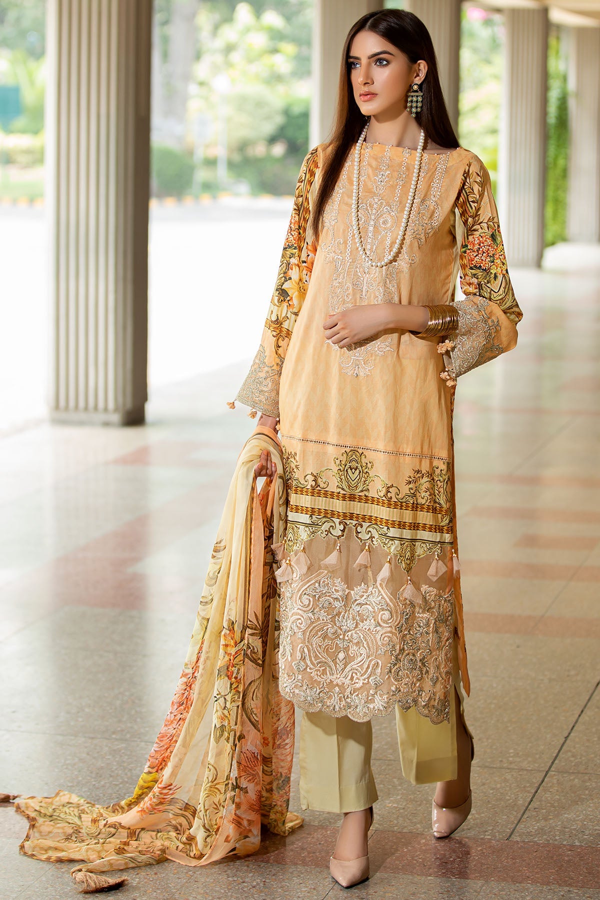2606-POWDER-PEACH DIGITAL PRINTED LAWN UNSTITCHED