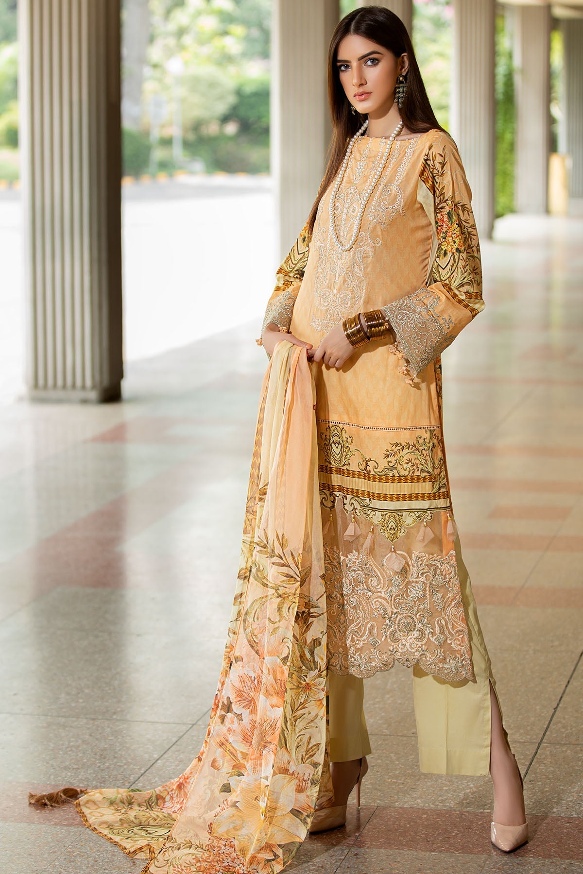 2606-POWDER-PEACH DIGITAL PRINTED LAWN UNSTITCHED