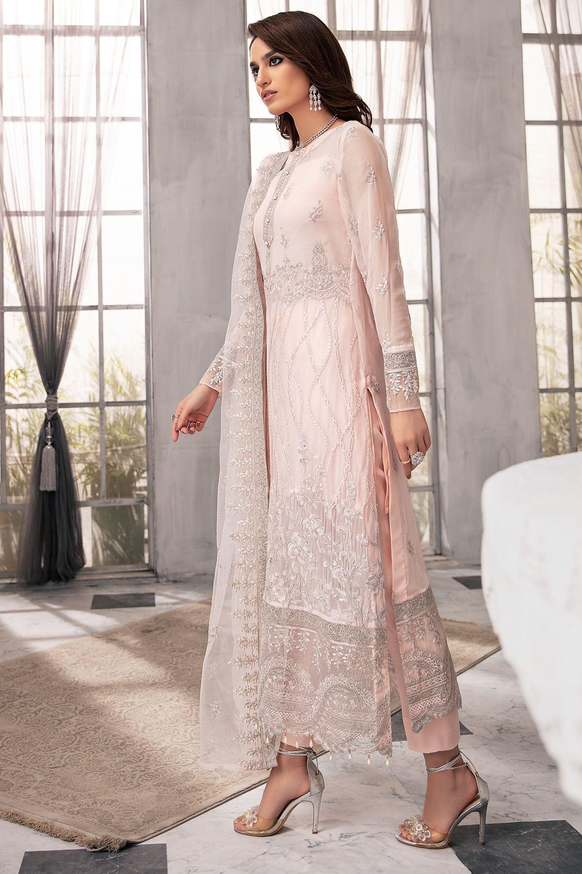 2647-OLD-FLAME EMBROIDERED BEMBERG CHIFFON UNSTITCHED