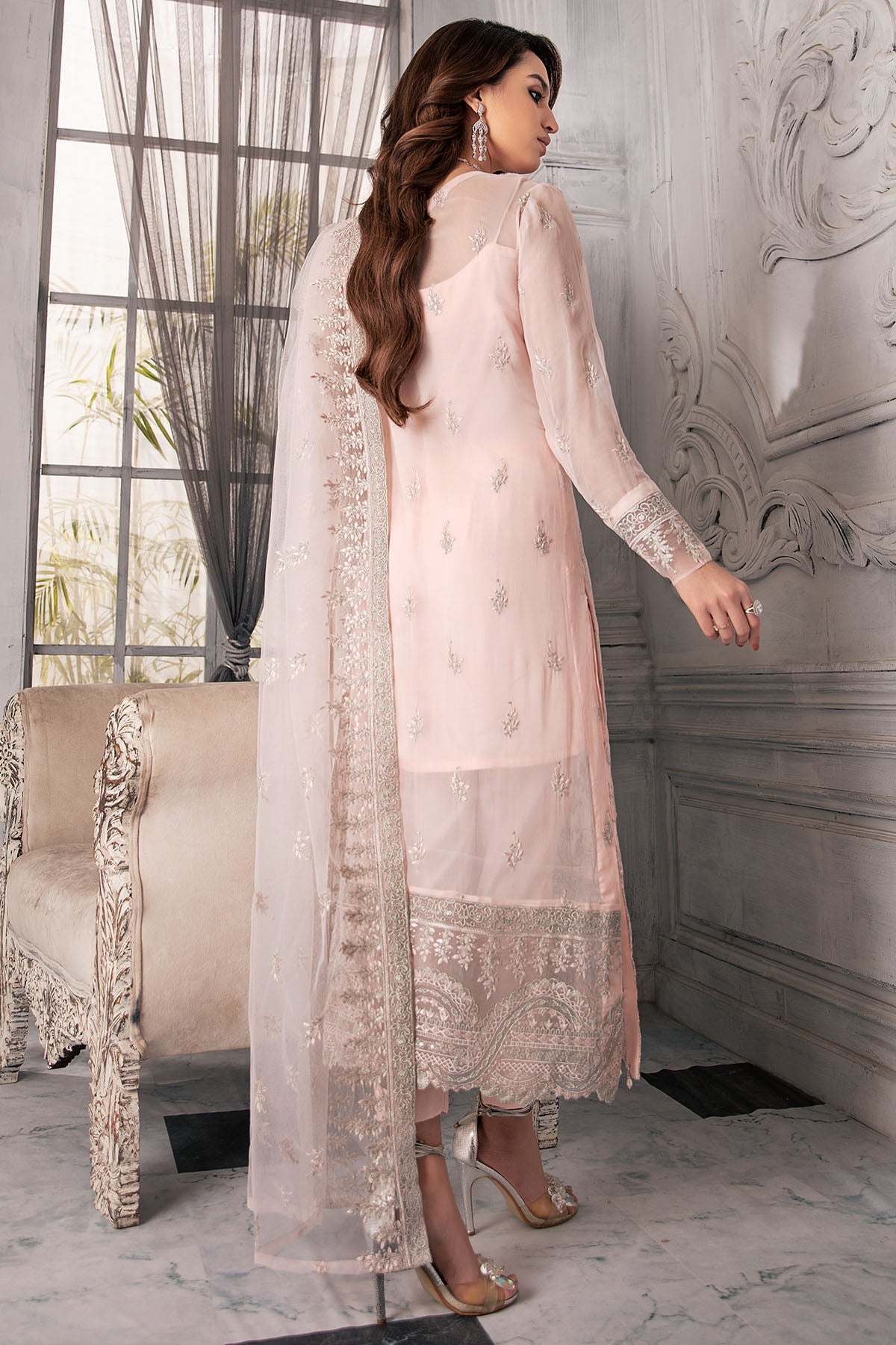 2647-OLD-FLAME EMBROIDERED BEMBERG CHIFFON UNSTITCHED