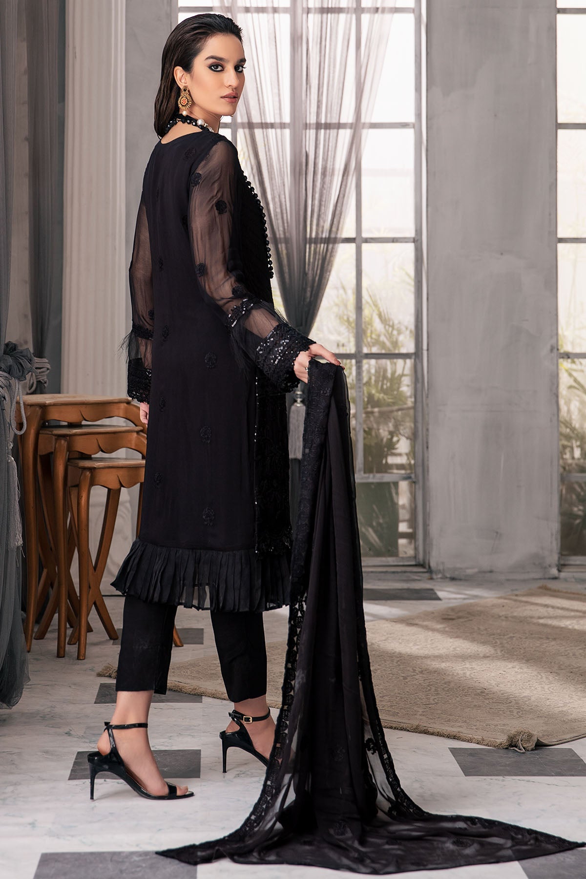 2649-JADE EMBROIDERED BEMBERG CHIFFON UNSTITCHED