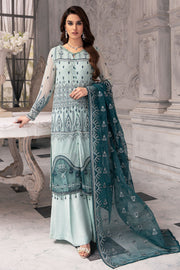 2653-SEA-MIST EMBROIDERED BEMBERG CHIFFON UNSTITCHED