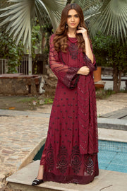 2657-GIVERY EMBROIDERED BEMBERG CHIFFON STITCHED
