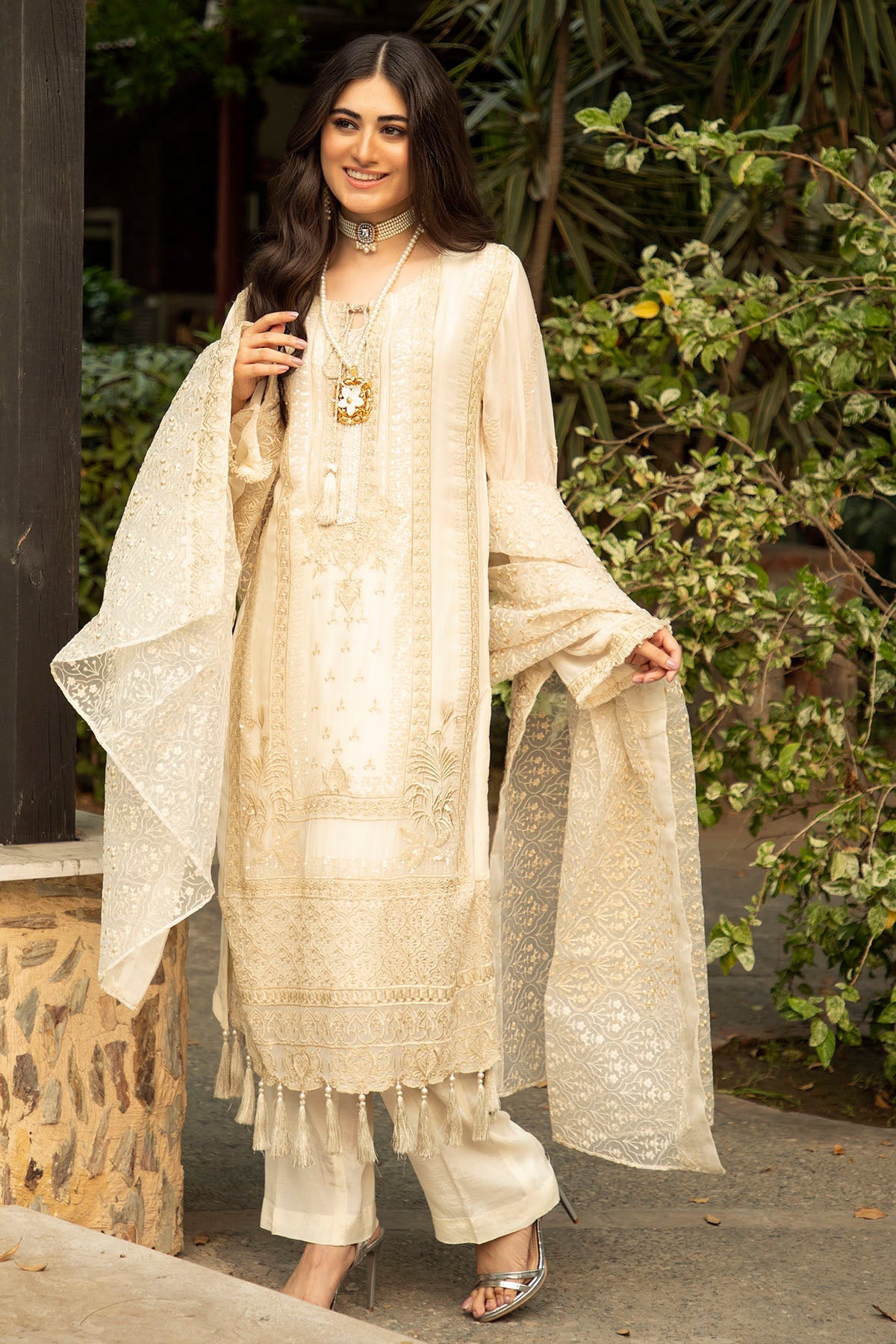 2658-SANDY EMBROIDERED BEMBERG CHIFFON STITCHED