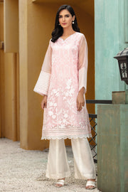 2686-FLOWARAL-PINK EMBROIDERED ORGANZA STITCHED