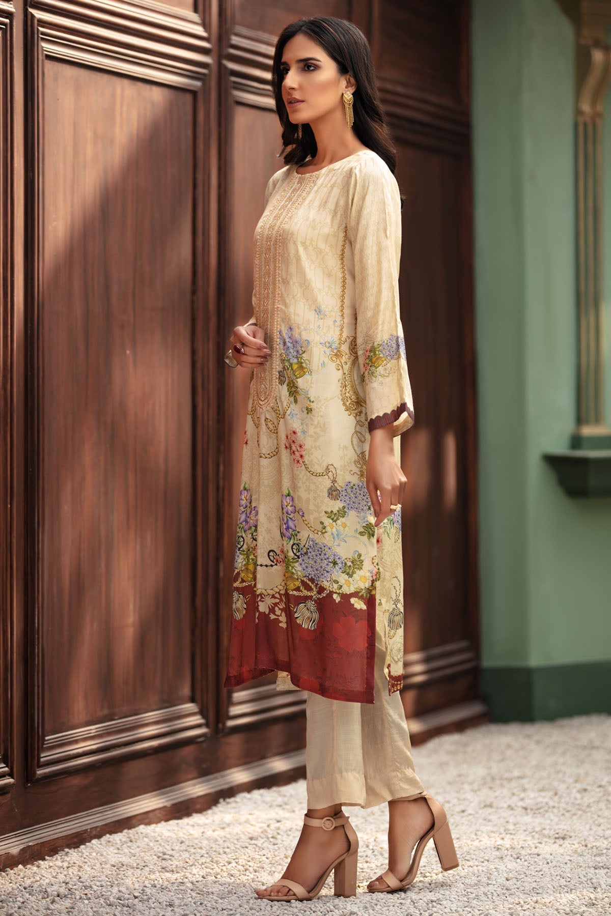 2695-TANGLED-SPRING DIGITAL PRINTED SILK STITCHED
