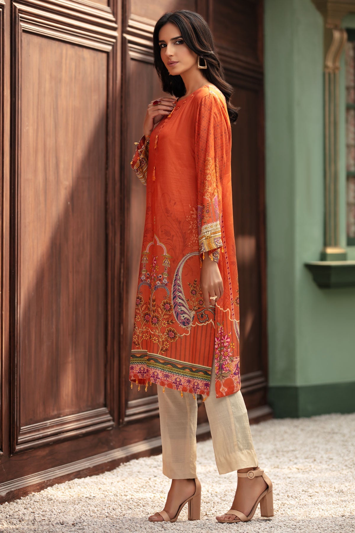 2697-DESERT-ROSE DIGITAL PRINTED SILK STITCHED