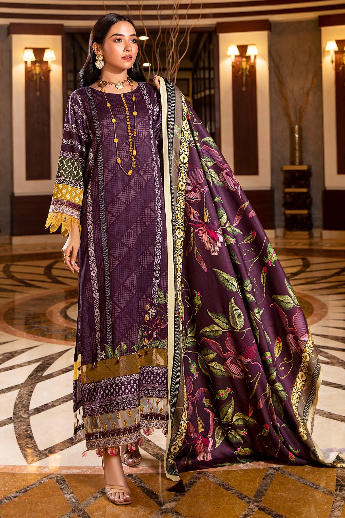 2722-PLUM DIGITAL PRINTED COTAIL UNSTITCHED