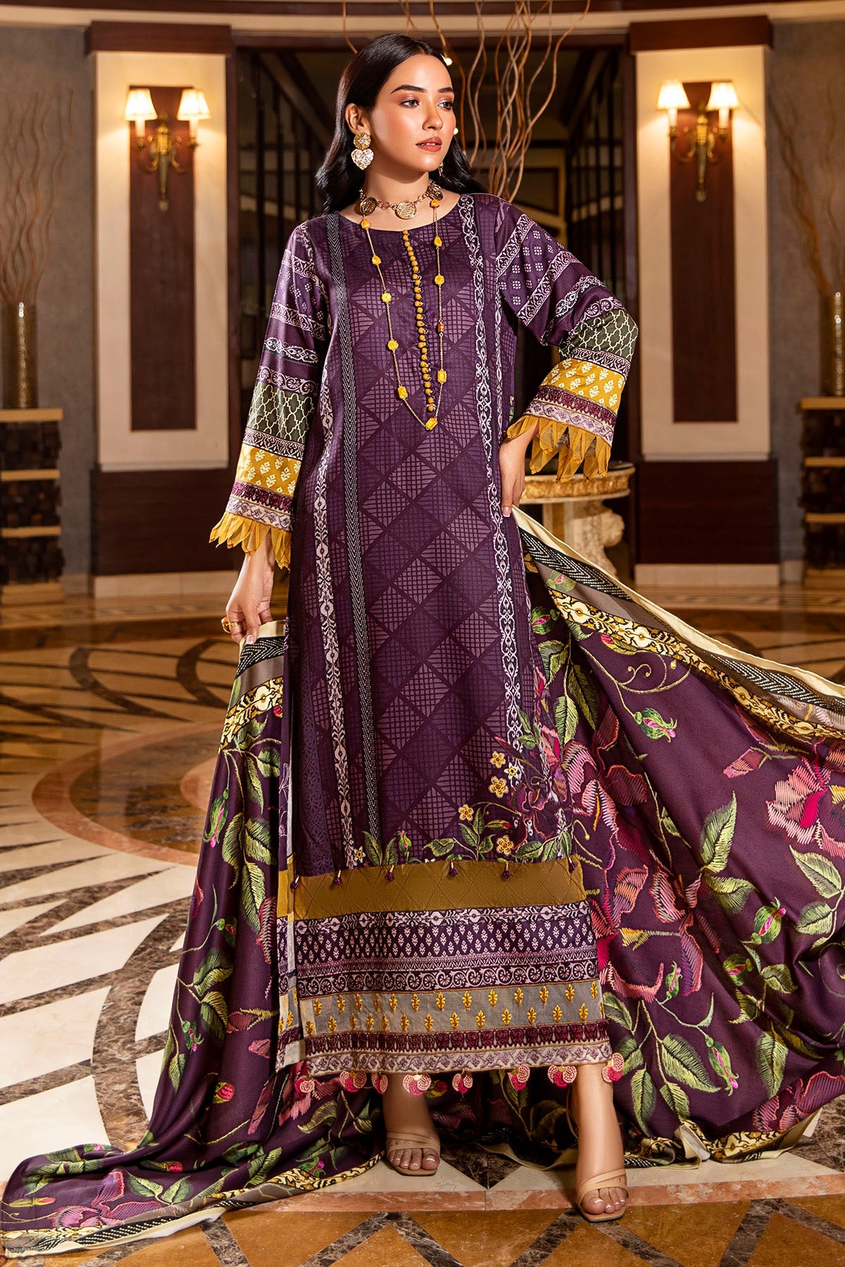 2722-PLUM DIGITAL PRINTED COTAIL UNSTITCHED