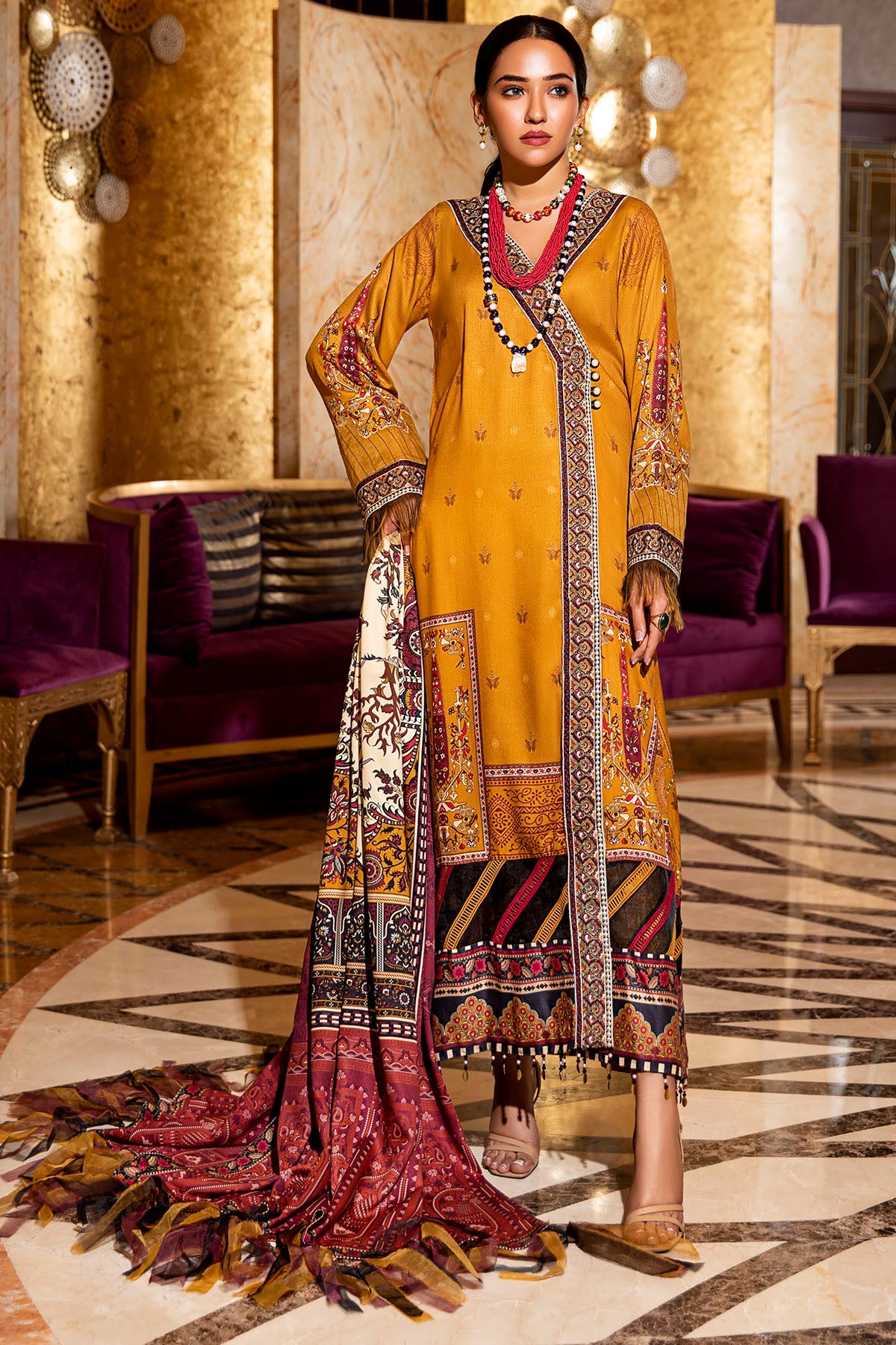 2723-SAFFRON DIGITAL PRINTED COTAIL UNSTITCHED