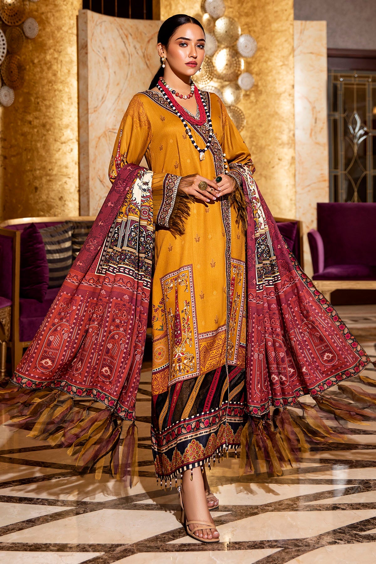 2723-SAFFRON DIGITAL PRINTED COTAIL UNSTITCHED