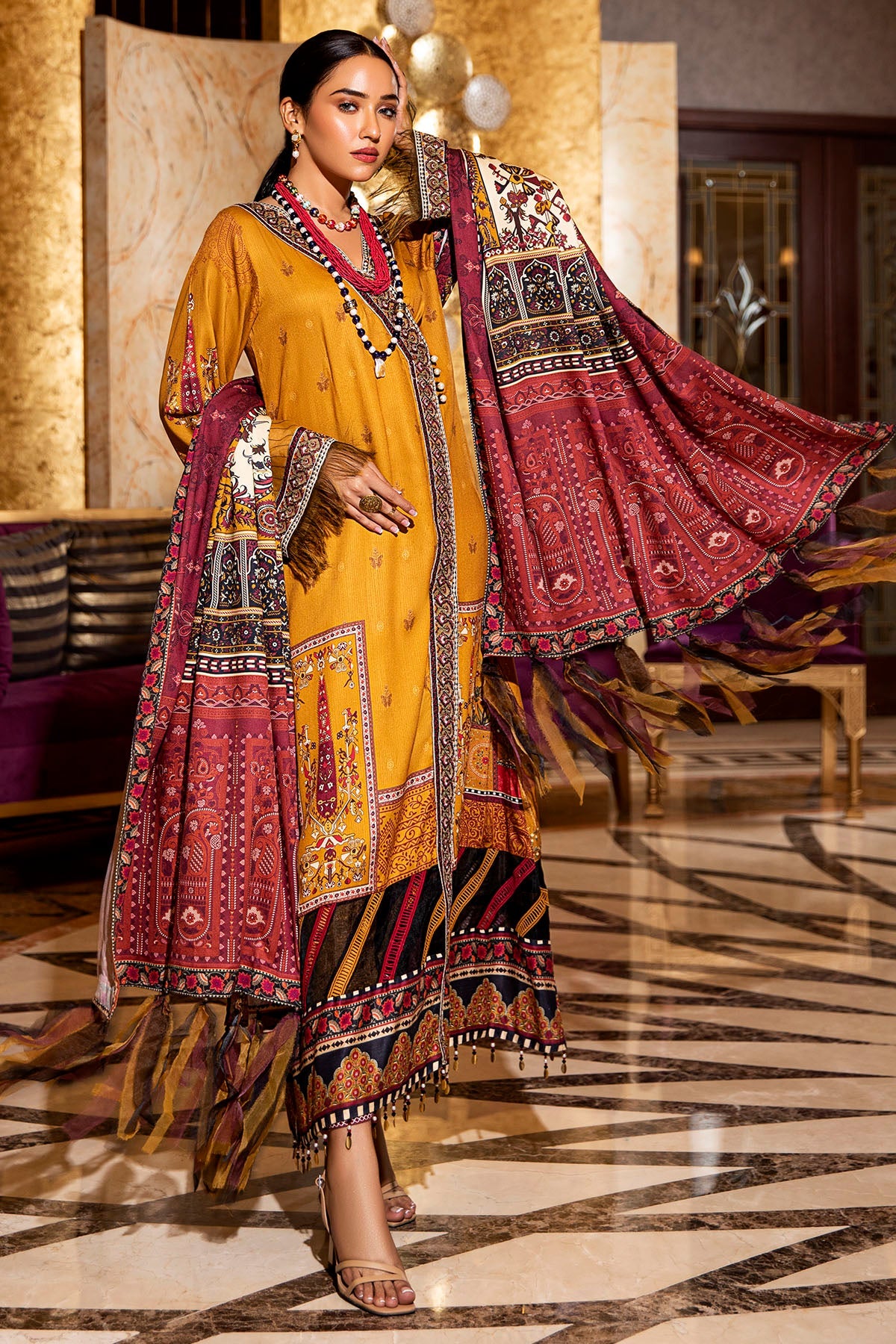 2723-SAFFRON DIGITAL PRINTED COTAIL UNSTITCHED