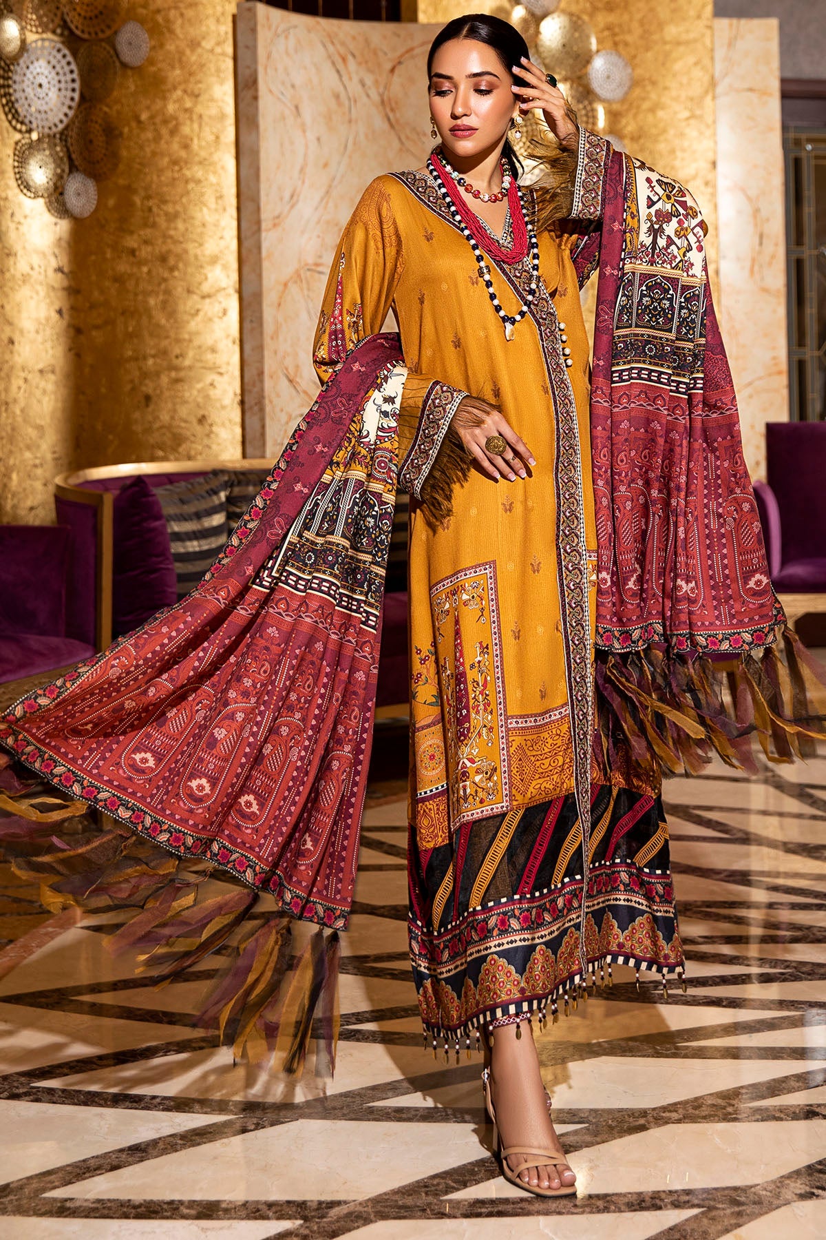 2723-SAFFRON DIGITAL PRINTED COTAIL UNSTITCHED