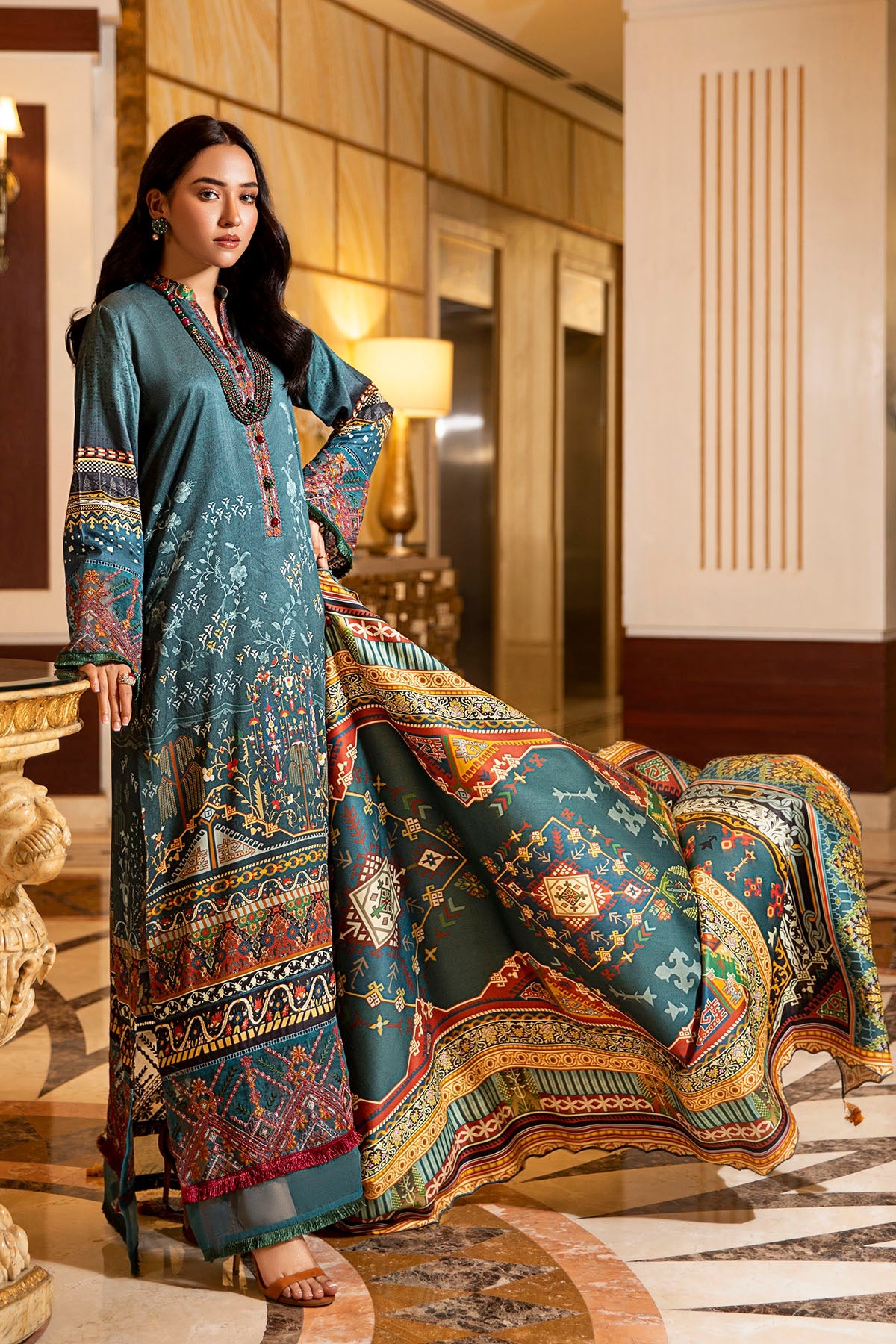 2727-MIDNIGHT-GREEN DIGITAL PRINTED COTAIL UNSTITCHED