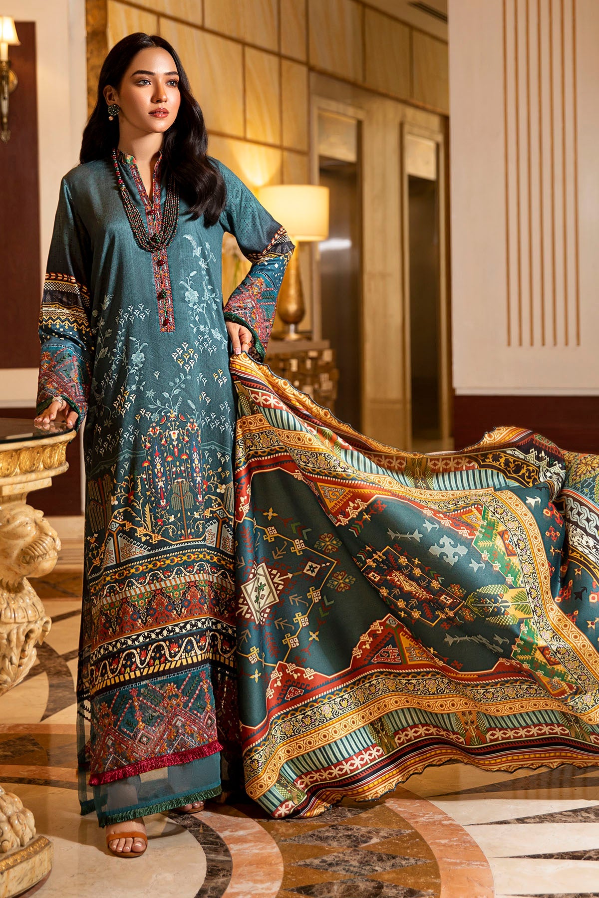 2727-MIDNIGHT-GREEN DIGITAL PRINTED COTAIL UNSTITCHED