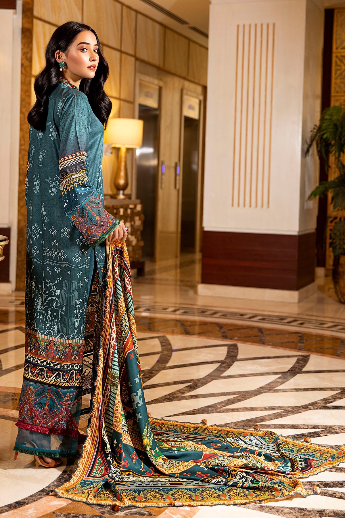 2727-MIDNIGHT-GREEN DIGITAL PRINTED COTAIL UNSTITCHED